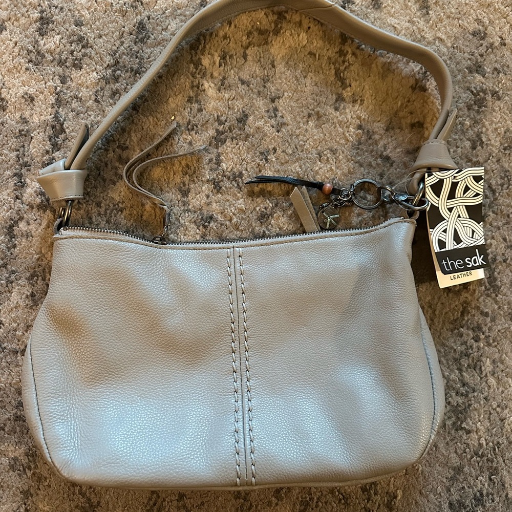 The Sak Gray Mini Shoulder Bag with Curved Strap